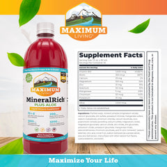 Maximum Living MineralRich servido en un vaso mezclado y listo para beber