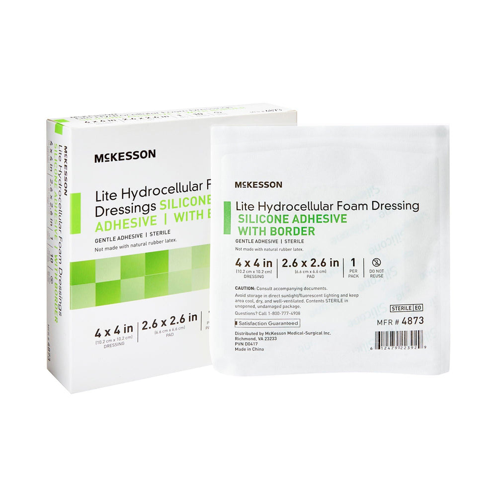 McKesson embalaje frontal mostrando 10 apósitos para protección inmediata