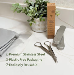 Me Mother Earth primer plano del acero inoxidable resaltando textura y resistencia