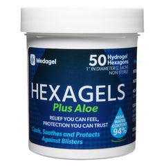 Medagel envase frontal mostrando el pack de 50 parches con protección inmediata