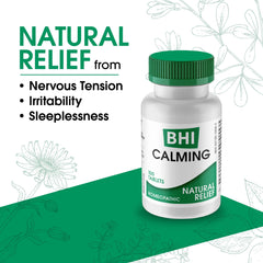 MediNatura BHI calming stress blend packaging highlights 10 natural actives.