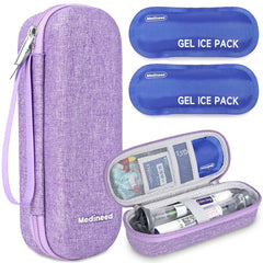 Medineed estuche frontal morado mostrando protección y fácil transporte