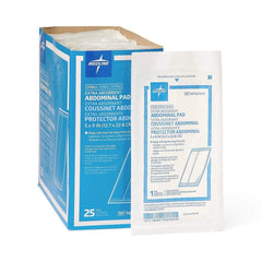 Medline compresa frontal del empaque mostrando 25 unidades y esterilidad
