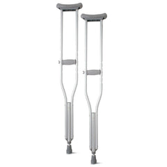 Medline muletas frontal mostrando estructura ligera y soporte robusto