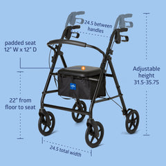 Medline rollator plegado ocupa poco espacio para transporte