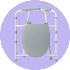 Medline en contexto de baño mostrando soporte seguro al sentarse