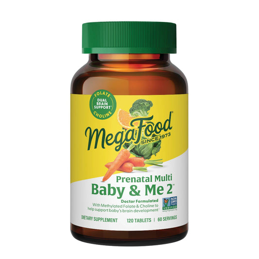 MegaFood Baby & Me 2 prenatal bottle assists daily prenatal nutrition