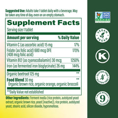 MegaFood ingredientes clave: hierro bisglicinato y vitaminas para mejor absorción