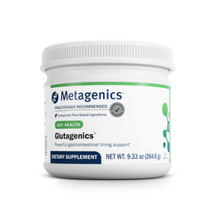Metagenics Glutagenics envase frontal mostrando marca y formato en polvo para uso diario