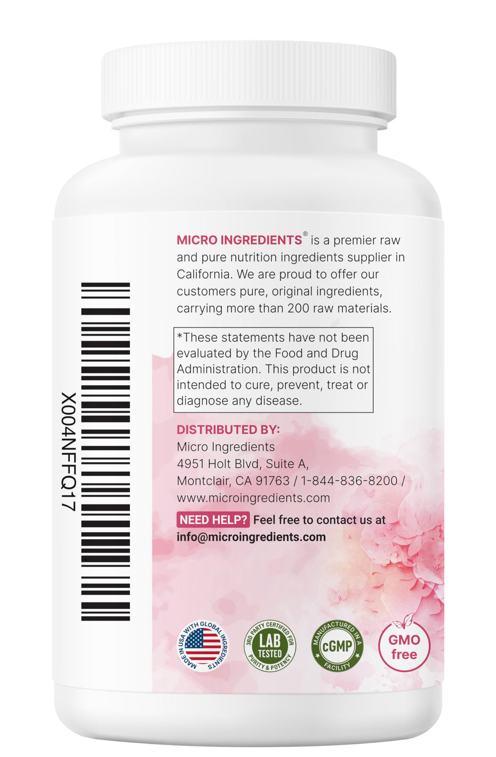 Micro Ingredients frasco entre ingredientes naturales mostrando limpieza