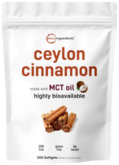 Micro Ingredients envase frontal de canela de Ceilán mostrando tamaño y marca