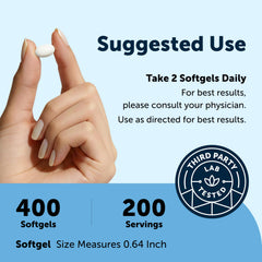 Micro Ingredients softgel en mano mostrando tamaño y facilidad de deglución