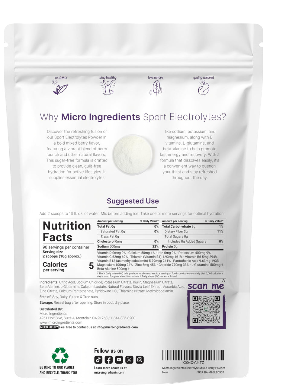 Micro Ingredients detalle del polvo en primer plano, textura fina fácil de disolver
