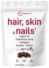 Micro Ingredients frasco frontal mostrando 400 softgels y beneficios