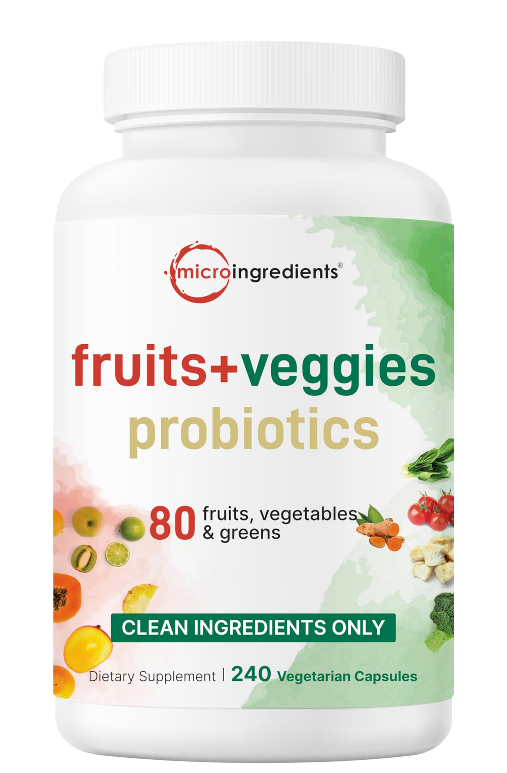 Micro Ingredients frasco frontal mostrando etiqueta y beneficio de mezcla diaria