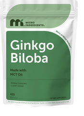 Micro Ingredients envase frontal con fórmula ginkgo y ginseng, fácil identificación
