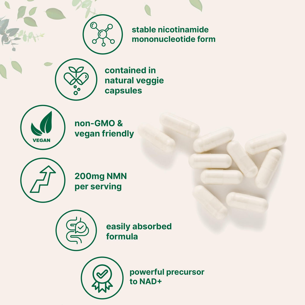 Micro Ingredients etiqueta y tabla nutricional del NMN indicando 200 mg por porción y pureza