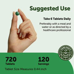 Micro Ingredients tabletas dentro del frasco enfatizando la cantidad de 720 unidades