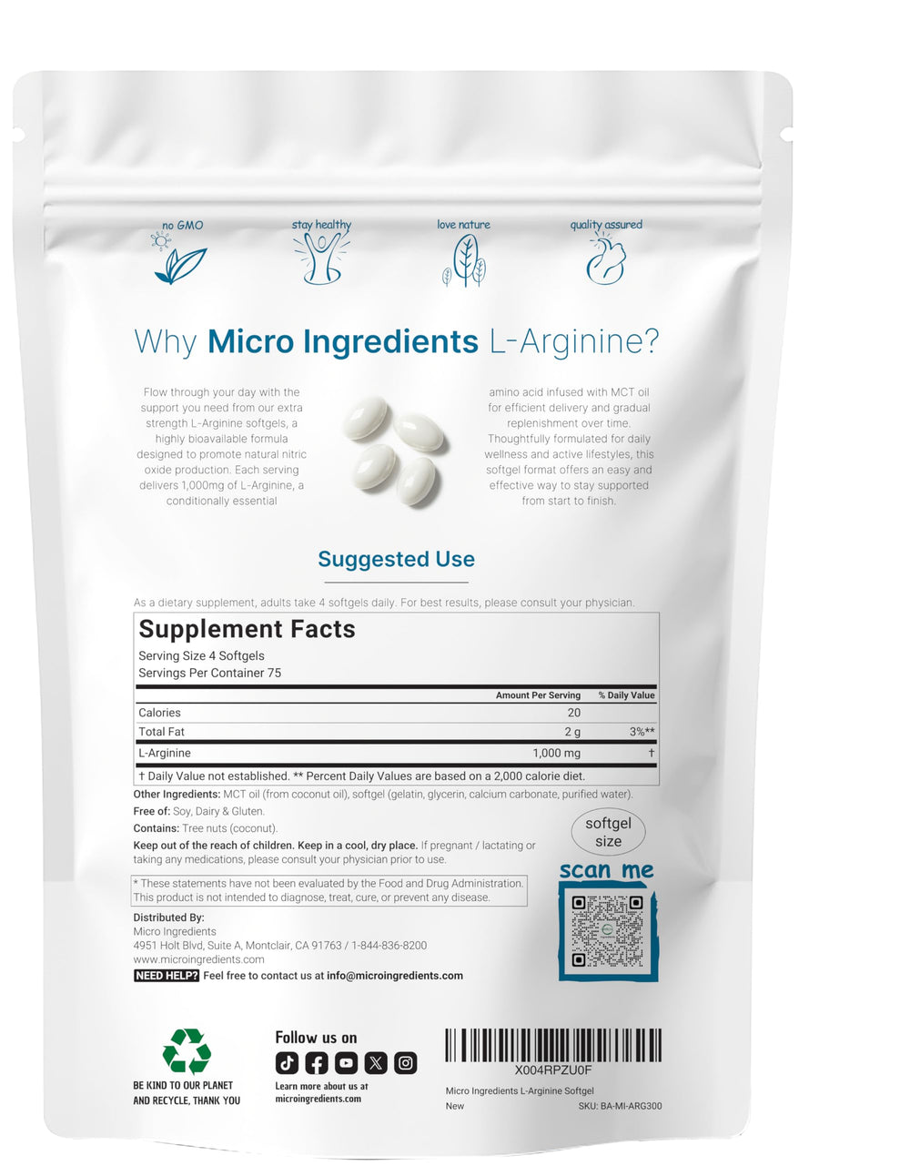Detalle de cápsula blanda Micro Ingredients mostrando textura y facilidad de tragar