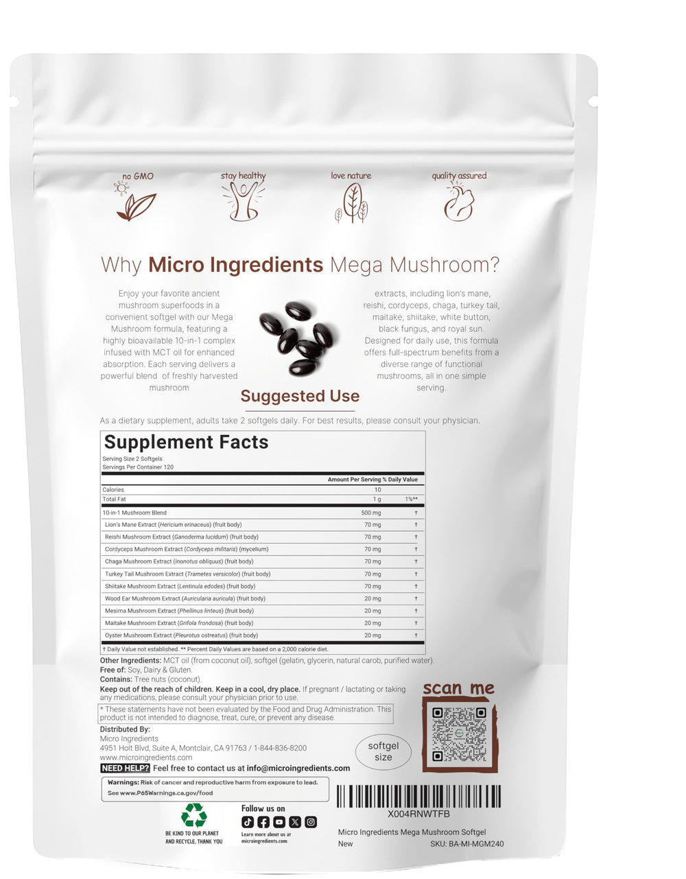 Micro Ingredients detalle de cápsula blanda y textura, beneficio de fácil de tragar