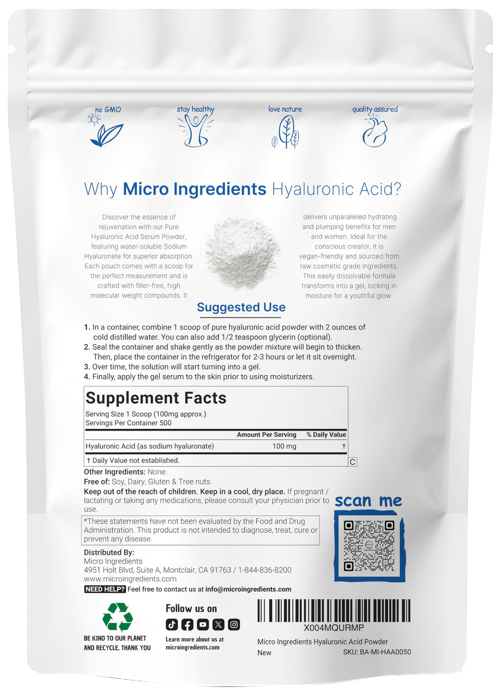 Micro Ingredients detalle del polvo fino para medir y mezclar con facilidad