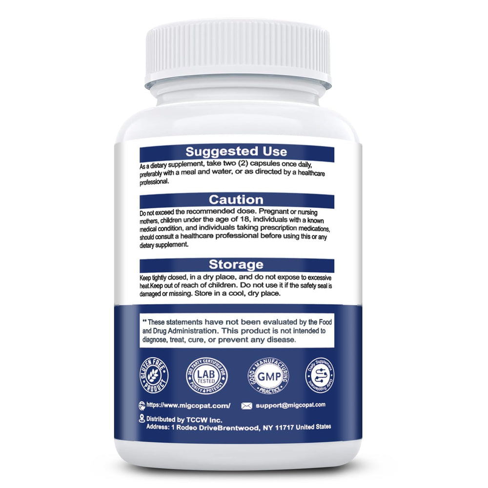Desglose visual de nutrientes Migcopat mostrando vitaminas y minerales clave