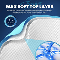 MILDPLUS protector colocado en cama con paciente, mantiene colchón seco