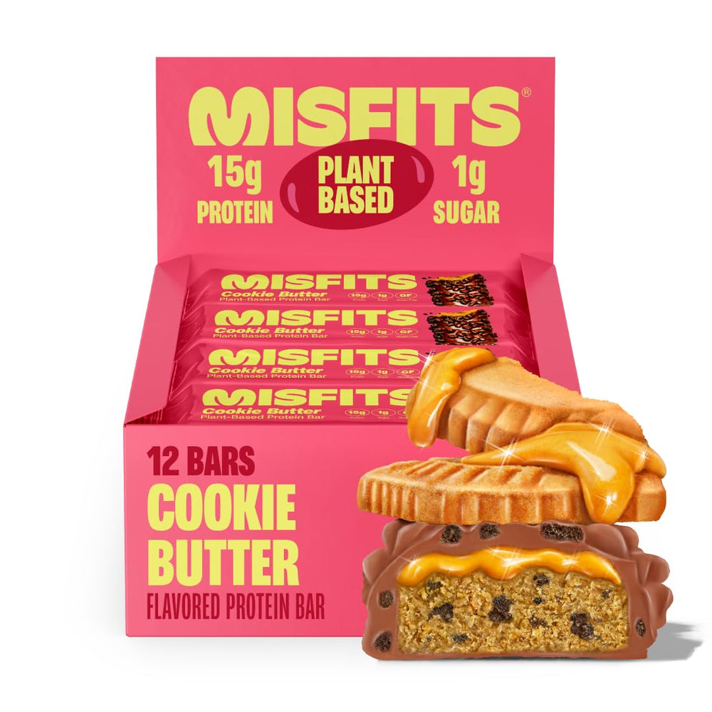 Misfits frontal del paquete mostrando el diseño y beneficio bajo en azúcar