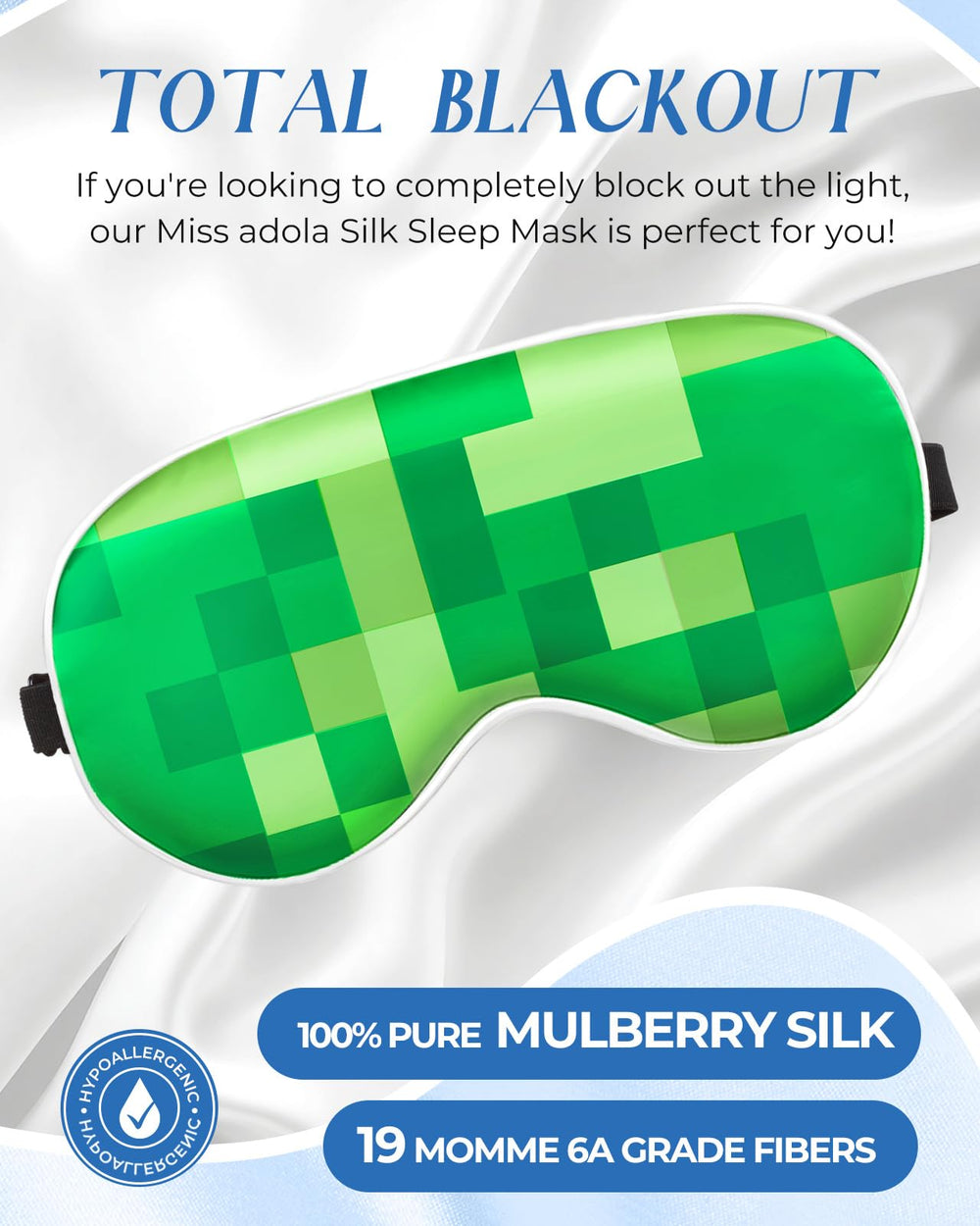 Miss Adola mascarilla para dormir, correa ajustable, ajuste perfecto para ojos sensibles.