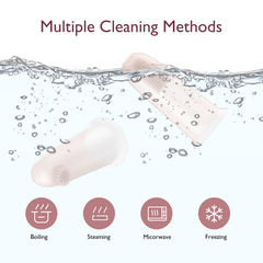 Momcozy comparación de tamaño con mano adulta para referencia de escala y uso cómodo