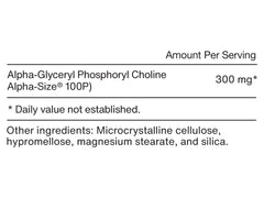Momentous Alpha GPC cápsulas listas para tomar, favoreciendo el enfoque sostenido.
