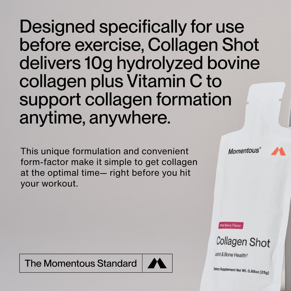 Momentous Collagen Shot, etiqueta NSF para deportistas que buscan calidad.