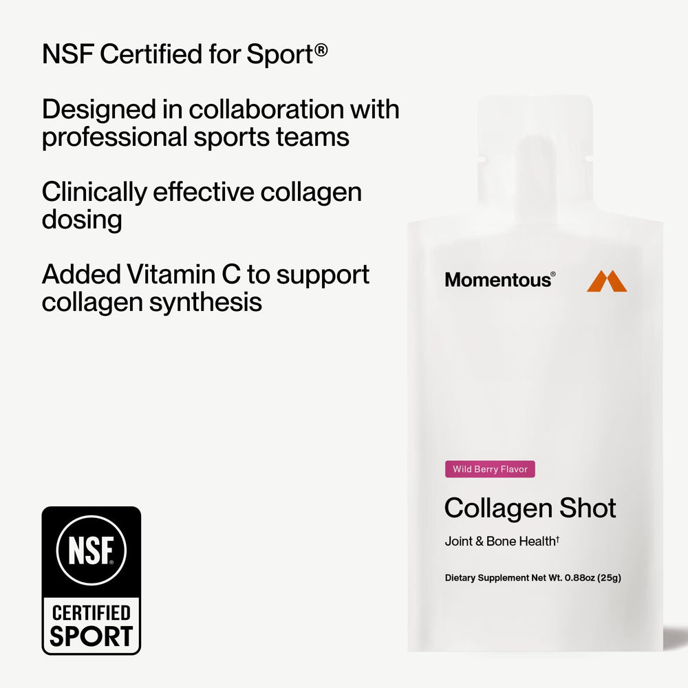 Momentous Collagen Shot, sabor Wild Berry para bebidas.