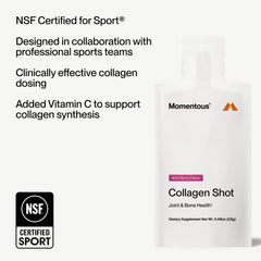 Momentous Collagen Shot, sabor Wild Berry para bebidas.