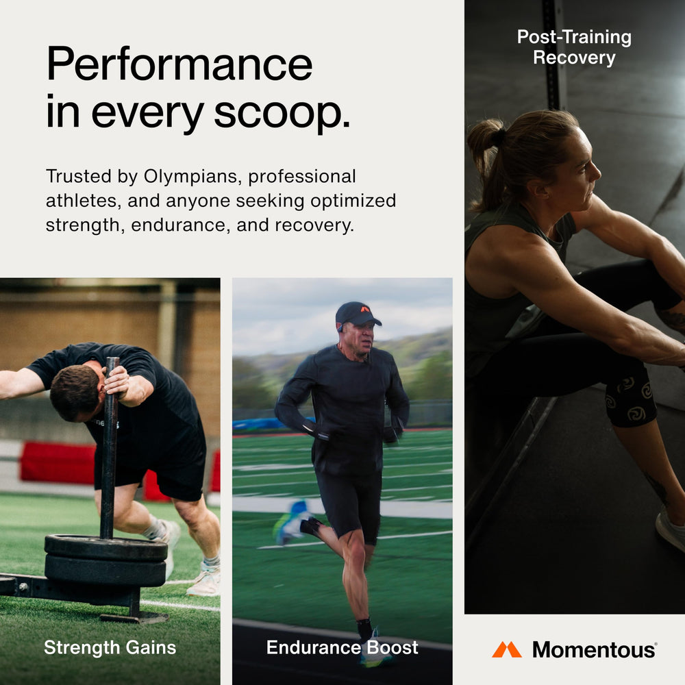 Momentous Creatina Monohidrato: etiqueta Creapure que garantiza calidad.