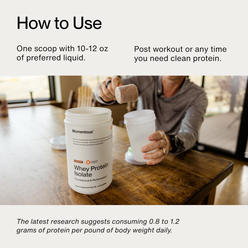 Momentous Whey con enzimas ProHydroase para digestión suave