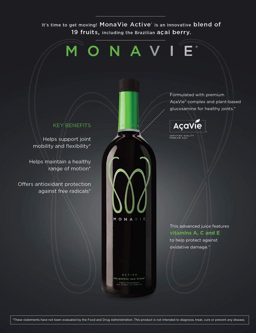 Monavie Active en uso vertido en un batido para sabor intenso