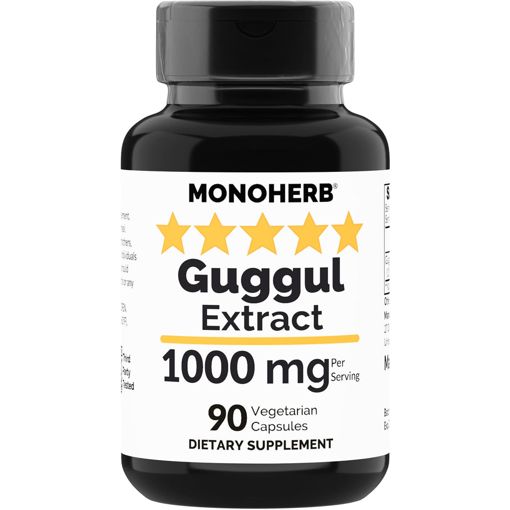 Monoherb Guggul Extract, bote de 90 cápsulas para uso diario.