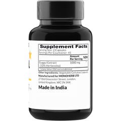 Monoherb Guggul Extract, etiqueta frontal, opción vegetariana y clara.