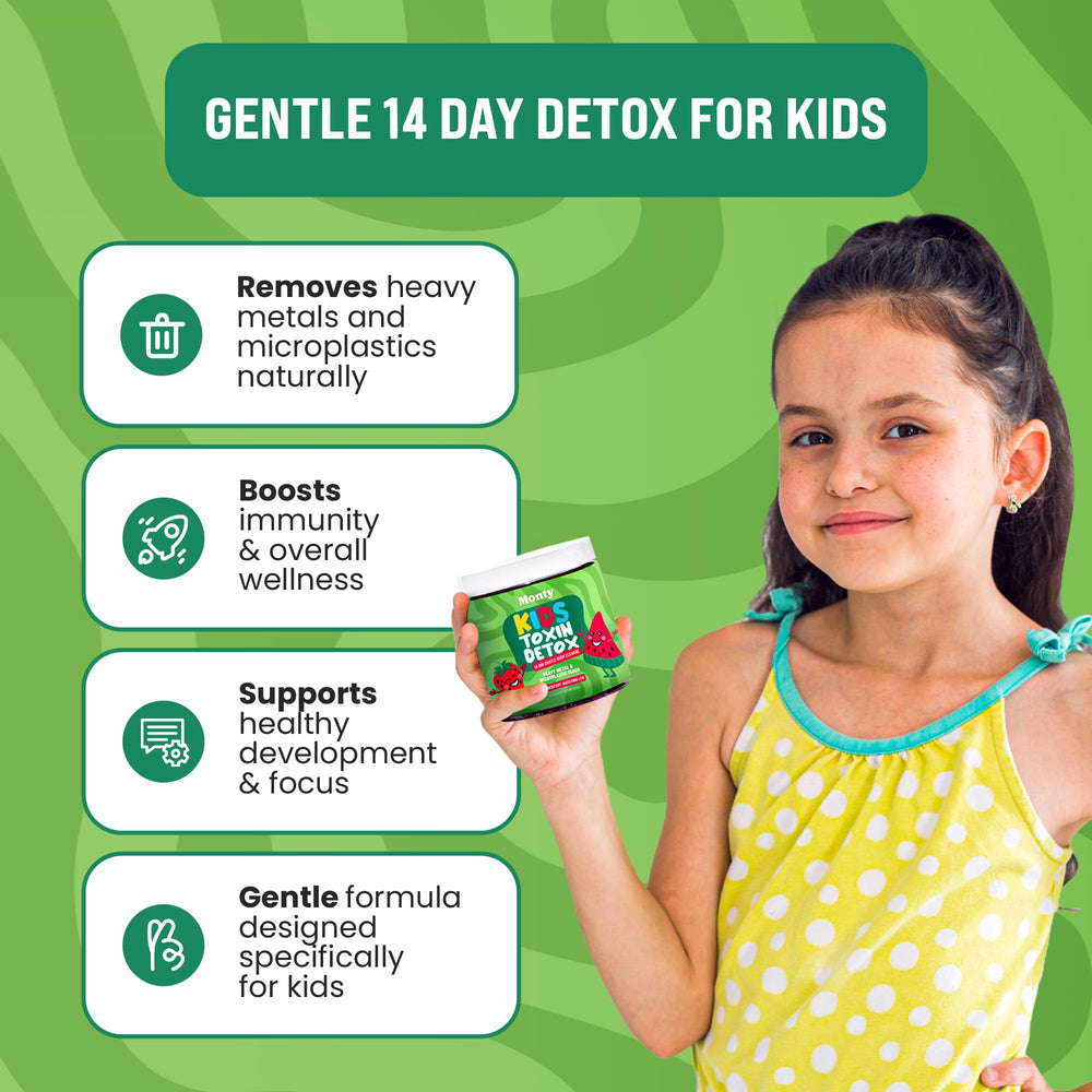 Monty Supplements ingredientes clave como chlorella y zeolita para apoyo detox