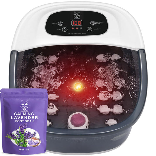 MoodRelish vista frontal del foot spa mostrando cubeta y accesorios, relax inmediato