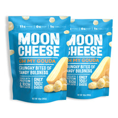 Moon Cheese empaque frontal mostrando marca y tamaño, ideal para llevar