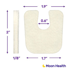 Moon Health comparación de tamaño con manos para ver escala y facilidad de recorte