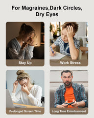 Masajeador ocular Morelax para viaje, fácil de llevar.