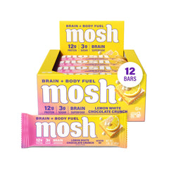 MOSH empaque frontal mostrando 12 barras y beneficios keto