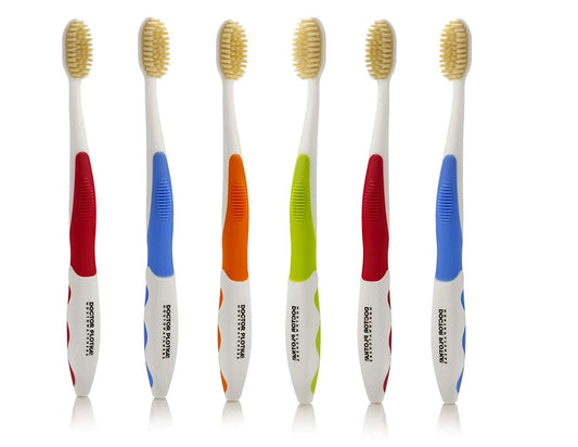 MOUTHWATCHERS paquete frontal mostrando seis cepillos para limpieza profunda