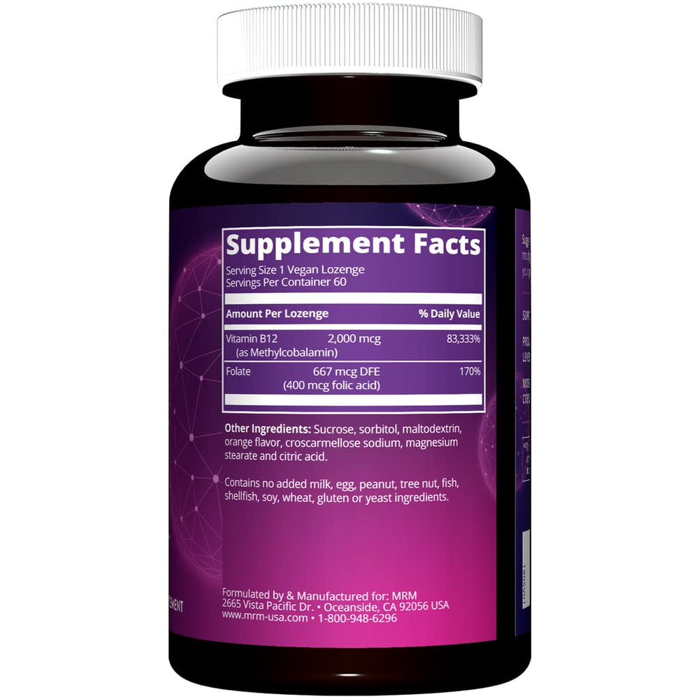 MRM B12 con ácido fólico, tabletas sublinguales con foco en apoyo cognitivo