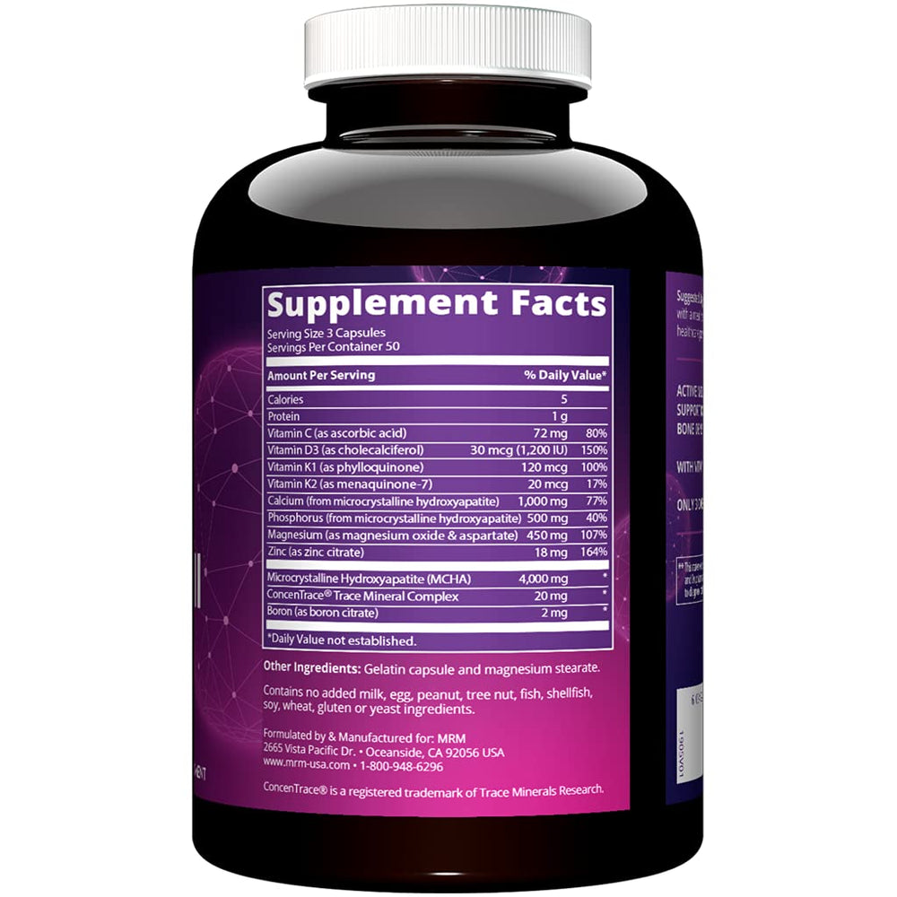 MRM Bone Maximizer III, cápsulas sobre la mesa para uso diario de la salud ósea