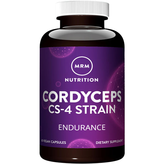MRM Cordyceps CS-4, botella, diseñada para apoyar la energía diaria de forma natural.