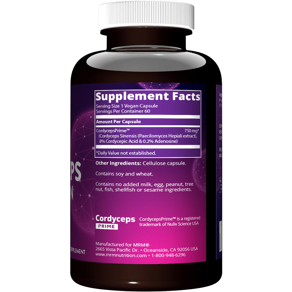 MRM Cordyceps CS-4, cápsulas, ideales para mantener un rendimiento sostenido a lo largo del día.